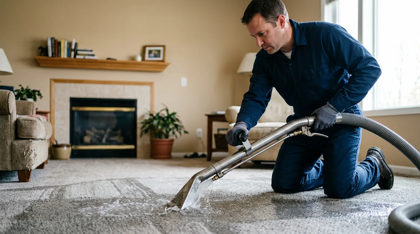 Water damage restoration technician working near Maynard, IA